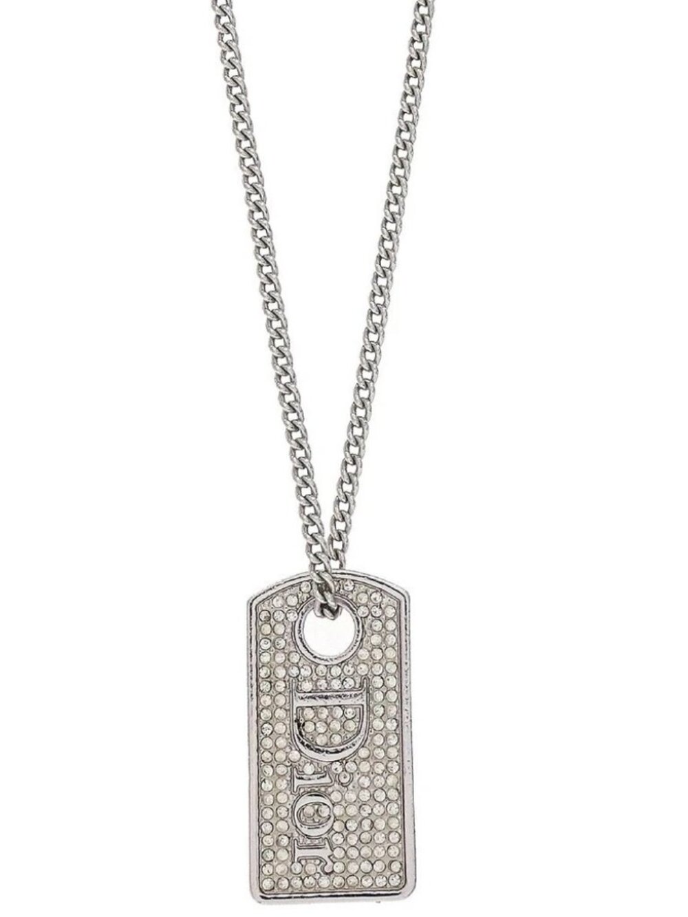 Christian Dior Necklace Pendant Silver Rhinestone 177941